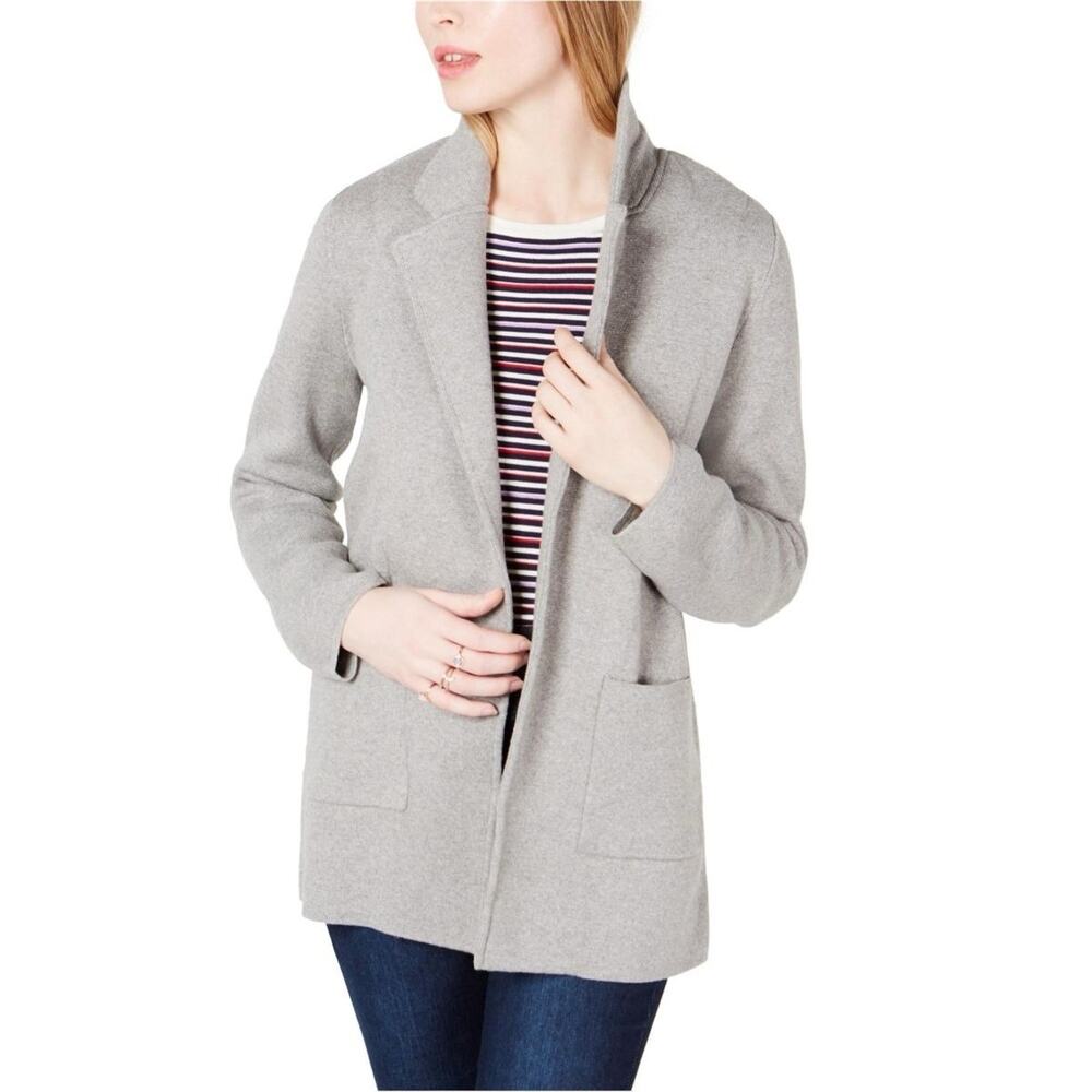Mason Jules Knit Blazer Womens XS Open Front Gray Pockets